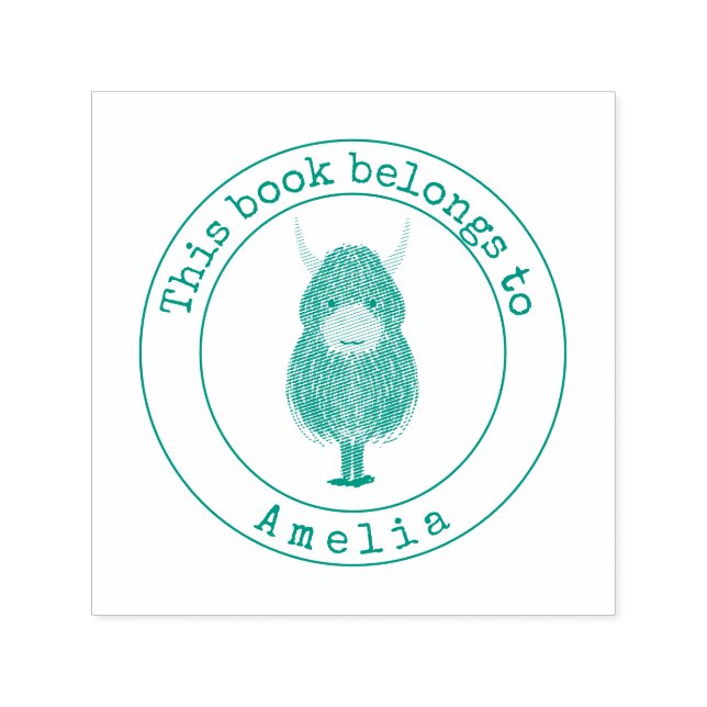 Tampon Auto-encreur Monogramme Highland Vache Cette plaque (Design)