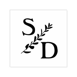 Tampon Auto-encreur Monogramme mariage simple avec initiales