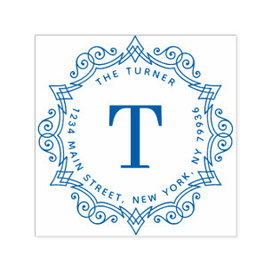 Tampon Auto-encreur Monogramme moderne - Adresse de retour