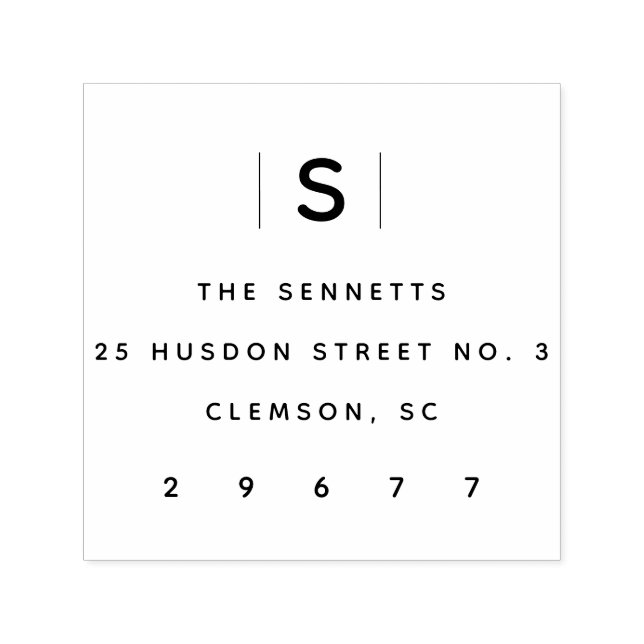 Tampon Auto-encreur Monogramme moderne Adresse de retour simple (Design)