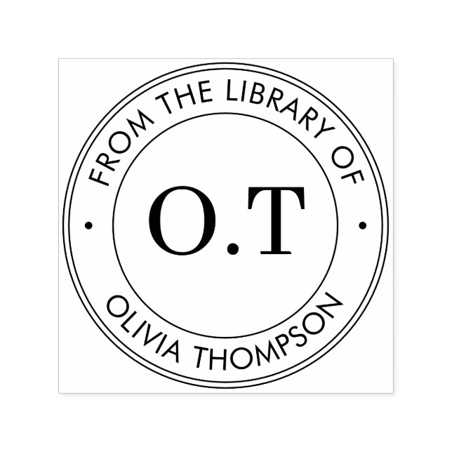 Tampon Auto-encreur Monogramme moderne de la bibliothèque de (Design)