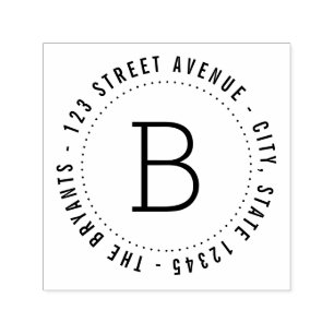 Tampon Auto-encreur Monogramme rond Adresse de retour auto-allumage Ti