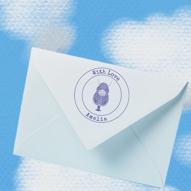 Tampon Auto-encreur Monogramme Vache Highland Avec Amour (Créateur téléchargé)