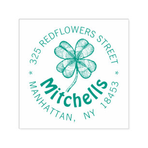 Tampon Auto-encreur Monogramme vintage Adresse Timbre avec un trèfle c