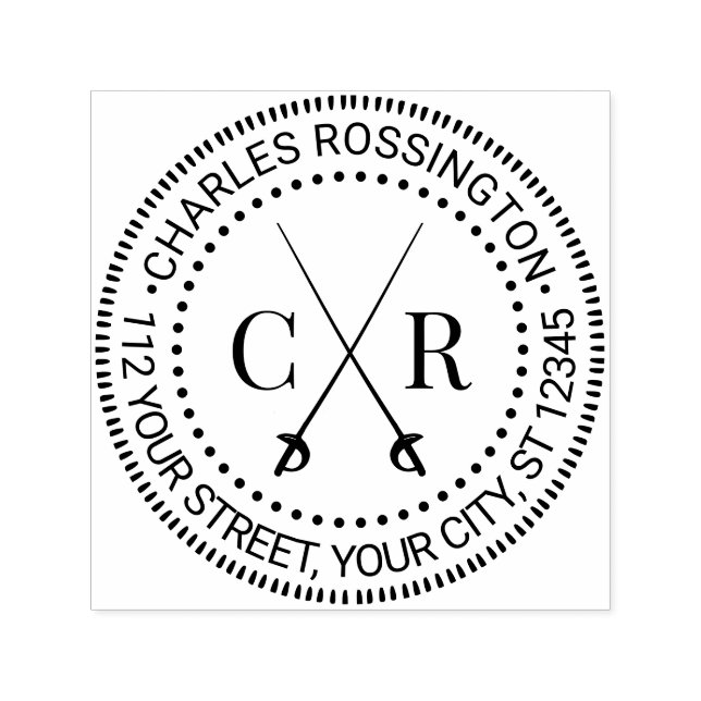 Tampon Auto-encreur Mots croisés Nom du monogramme initial Adresse de  (Design)