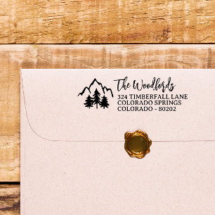 Tampon Auto-encreur Mountain Tops & Pines Rustique Famille ou Mariage