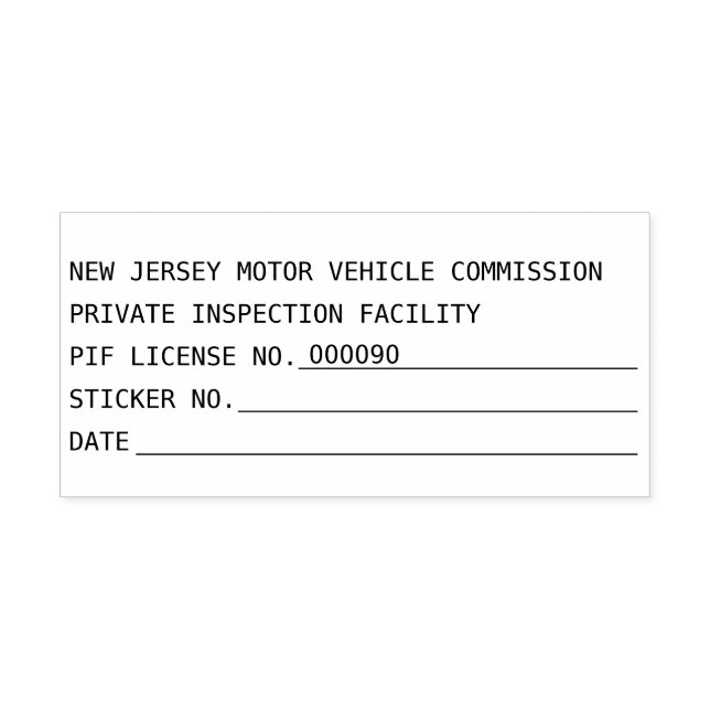 Tampon Auto-encreur New Jersey Motor Vehicle Commission Licence PIF (Design)