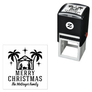 Tampon Auto-encreur Noël Nativité Joyeux Noël Nom de famille