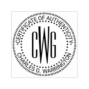 Tampon Auto-encreur Nom, 3 Initial #4 Certificat d'Authenticité 