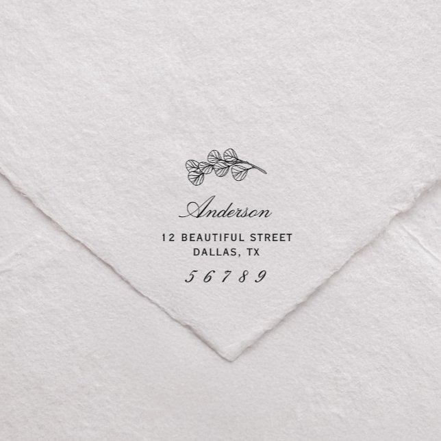 Tampon Auto-encreur Nom botanique Retour Adresse Eucalyptus Green (Créateur téléchargé)