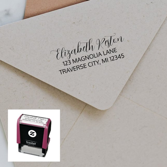 Tampon Auto-encreur Nom complet Fancy Adresse de retour (Créateur téléchargé)