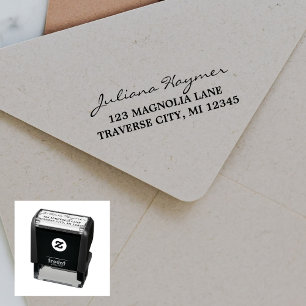 Tampon Auto-encreur Nom complet Fancy Return Address Self-inking Timbr