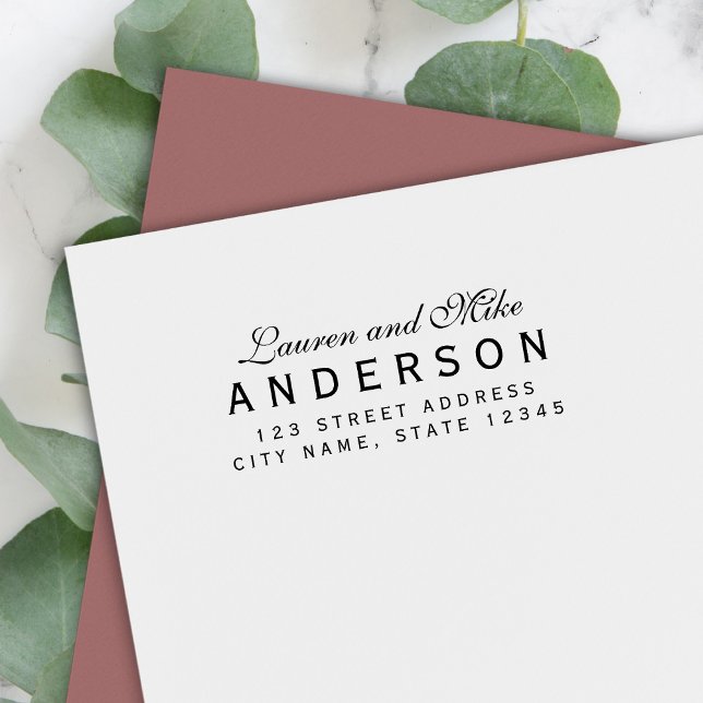Tampon Auto-encreur Nom de couple élégant personnalisé Adresse de reto (Créateur téléchargé)