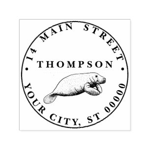 Tampon Auto-encreur Nom de dessin vintage Manat Adresse de retour