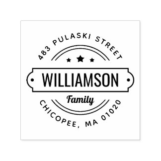 Tampon Auto-encreur Nom de famille Badge Adresse de retour Timbre