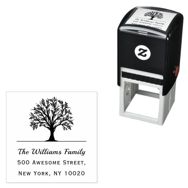 Tampon Auto-encreur Nom de famille de l'arbre Code tendance Texte Adre (En situation)