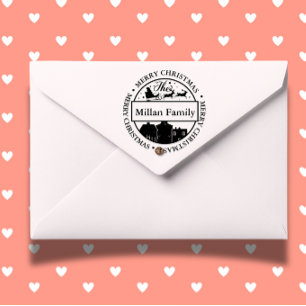 Tampon Auto-encreur Nom de famille Joyeux Noël thème Père Noël