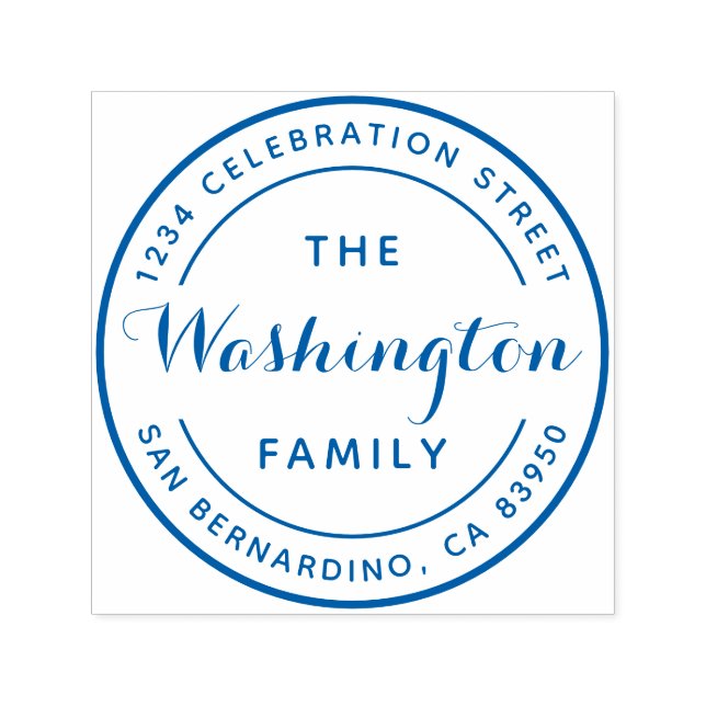 Tampon Auto-encreur Nom de famille Logo Ronde Adresse de retour (Design)