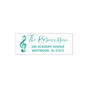 Tampon Auto-encreur Nom de famille musical rustique fait sur commande