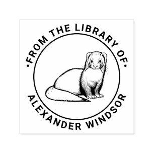 Tampon Auto-encreur Nom de livre de bibliothèque de furet mignon