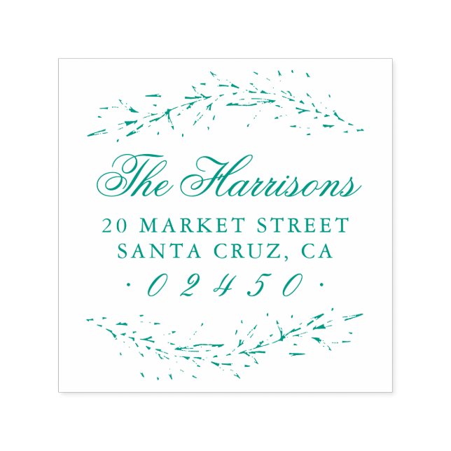 Tampon Auto-encreur Nom de script élégant Botanique Adresse de retour (Design)