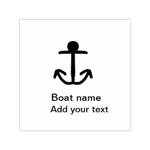 Tampon Auto-encreur Nom du bateau ancre personnalisée voile été ajoute