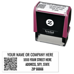 Tampon Auto-encreur Nom du code QR Adresse Timbre commercial