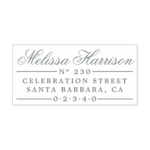 Tampon Auto-encreur Nom élégant du script   Adresse de retour Vintage