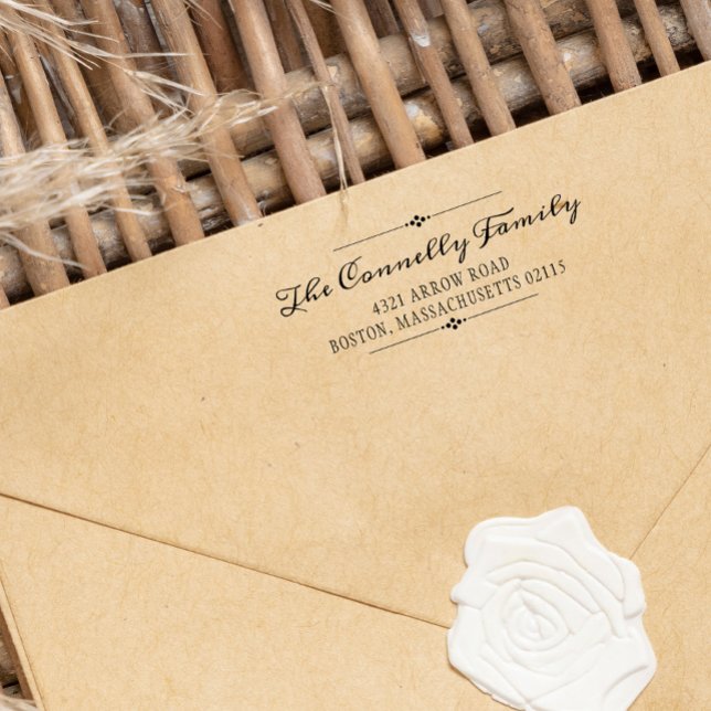 Tampon Auto-encreur Nom et adresse de calligraphie vintage (Créateur téléchargé)