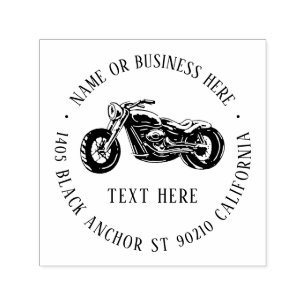 Tampon Auto-encreur Nom et adresse de retour du motocycliste vintage