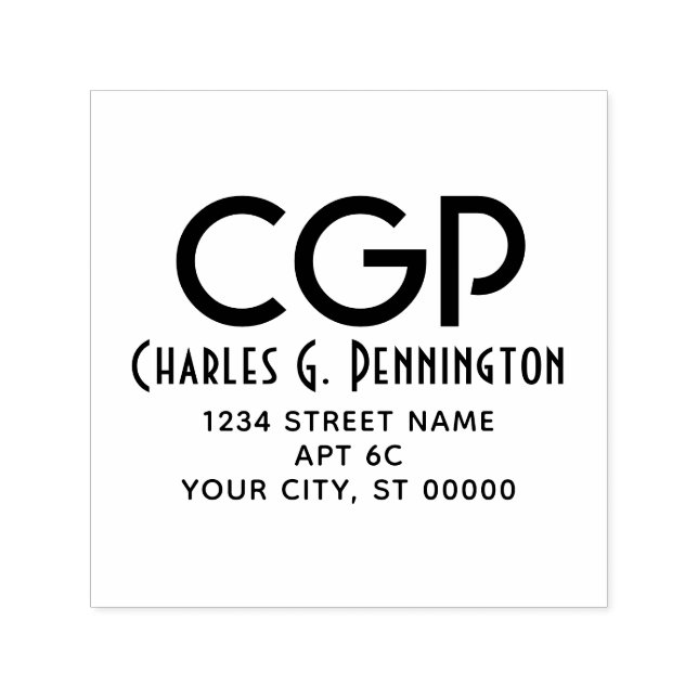 Tampon Auto-encreur Nom simple élégant Adresse de retour LG Initiales  (Design)