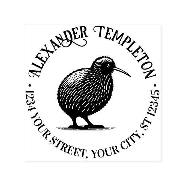 Tampon Auto-encreur Nouvelle-Zélande Kiwi Bird Nom Adresse de retour (Design)