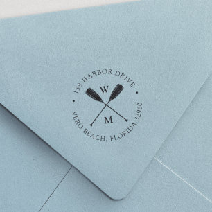 Tampon Auto-encreur Oars nautiques Couples Monogramme Adresse de retou