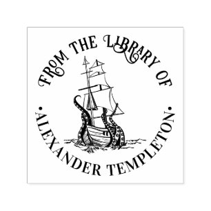 Tampon Auto-encreur Octopus enroulé autour de la bibliothèque de navir