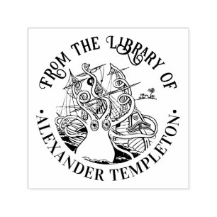 Tampon Auto-encreur Octopus enroulé autour du navire no 2 Nom du livre