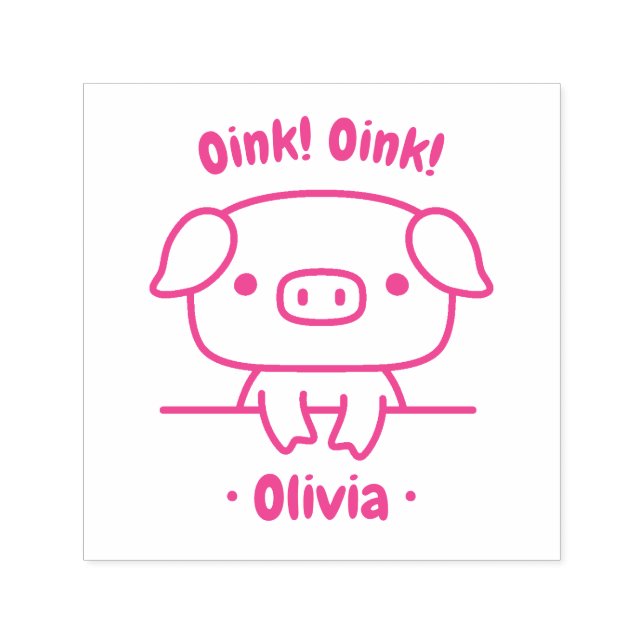 Tampon Auto-encreur Oink, Joli Petit Cochon, Filles Nom (Design)