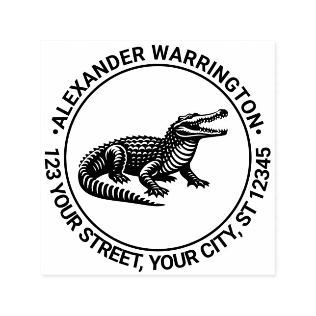 Tampon Auto-encreur Open Mouth Crocodile Nom Adresse de retour R (Design)