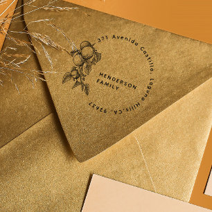 Tampon Auto-encreur Oranges vintages Botanique Adresse de retour