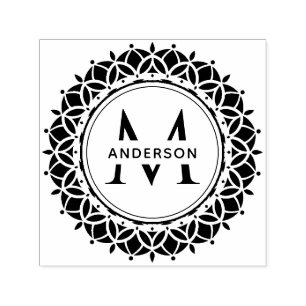 TAMPON AUTO-ENCREUR  ORNATE CLASSIQUE MANDALA MONOGRAM PERSONNALISÉ NOM