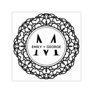 TAMPON AUTO-ENCREUR  ORNATE CLASSIQUE MANDALA MONOGRAM PERSONNALISÉ NOM