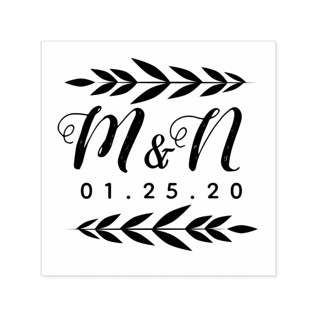 Tampon Auto-encreur Ornement de branche de logo de mariage Ornement de (Design)