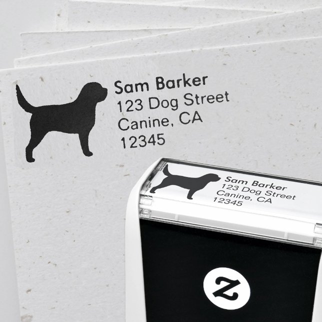 Tampon Auto-encreur Otterhound Chien race Silhouette Adresse de retour (Créateur téléchargé)