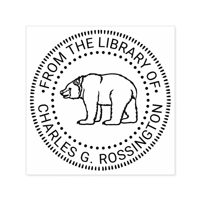 Tampon Auto-encreur Ours rustique #6B Nom du livre de bibliothèque ron (Design)