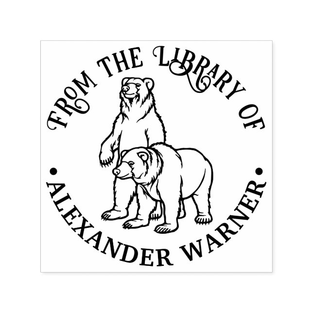 Tampon Auto-encreur Ours rustiques #7 Bibliothèque ronde Nom du livre (Design)