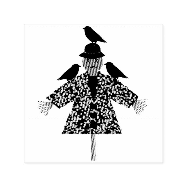 Tampon Auto-encreur Paille d'Halloween Scarecrow et Ravens (Design)