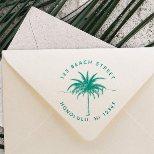 Tampon Auto-encreur Palm Tree Family Name Round Return Adresse