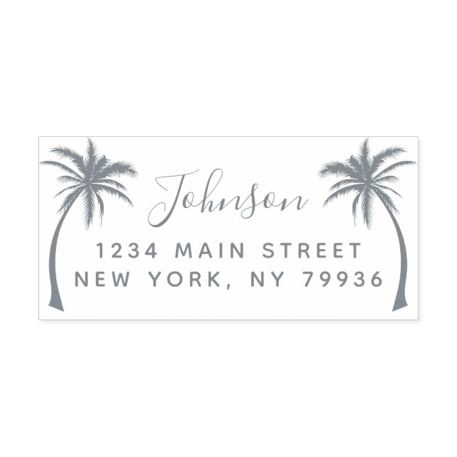 Tampon Auto-encreur Palm Tree Script Nom de famille Adresse de retour (Design)
