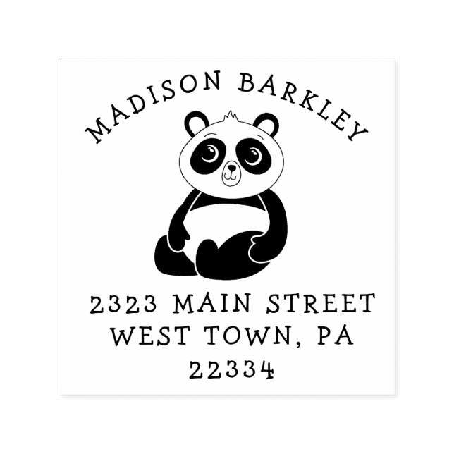 Tampon Auto-encreur Panda Bear Kid's mignon Adresse de retour Timbre (Design)