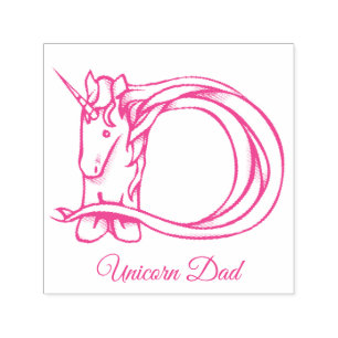Tampon Auto-encreur Papa mignon magique de licorne du monogramme D ou