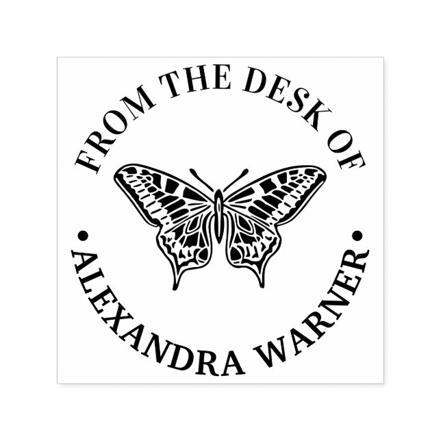 Tampon Auto-encreur Papillon #3 Silhouette Ronde “De la part de” (Design)